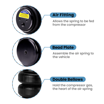 4PCS Air Suspension Spring Bags 2500lb For Heavy Duty 1/2NPT 3/8-16UNC